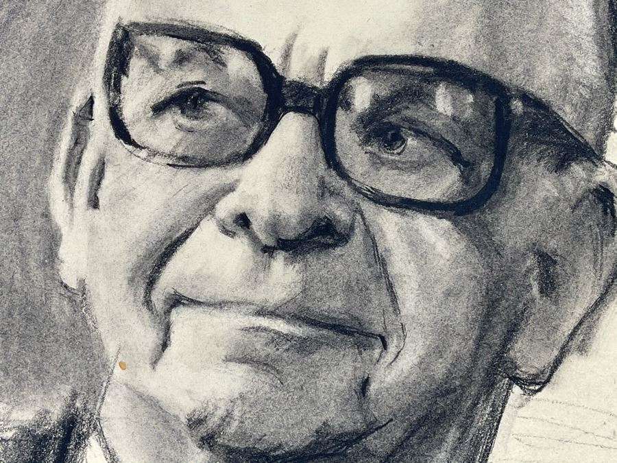 Unsigned Original Charcoal Drawing Portrait 18 X 12 By Former Art Director Of General Dynamics [Photo 6]