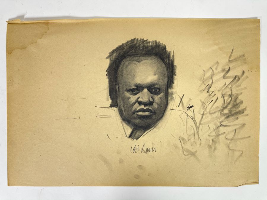 Unsigned Original Charcoal Drawing Portrait 18 X 12 By Former Art Director Of General Dynamics [Photo 2]