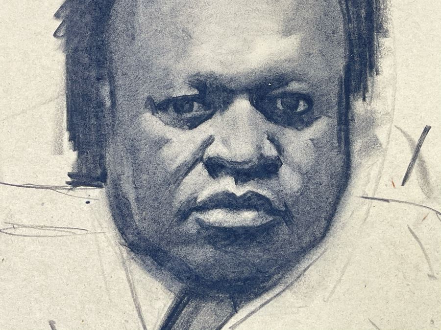 Unsigned Original Charcoal Drawing Portrait 18 X 12 By Former Art Director Of General Dynamics [Photo 6]