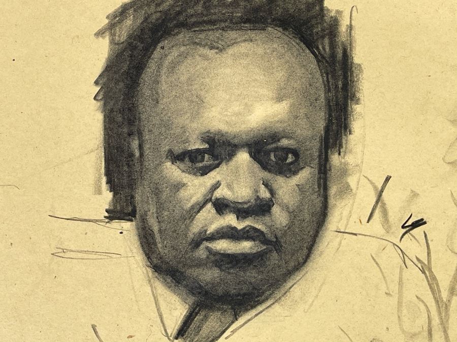 Unsigned Original Charcoal Drawing Portrait 18 X 12 By Former Art Director Of General Dynamics [Photo 5]