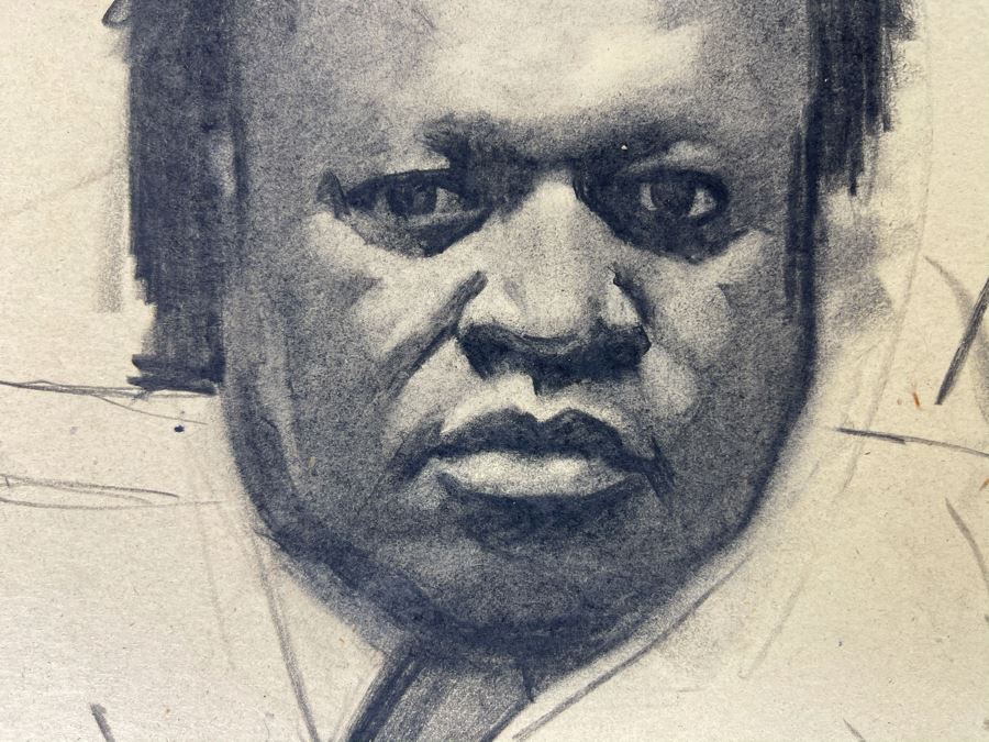 Unsigned Original Charcoal Drawing Portrait 18 X 12 By Former Art Director Of General Dynamics [Photo 8]