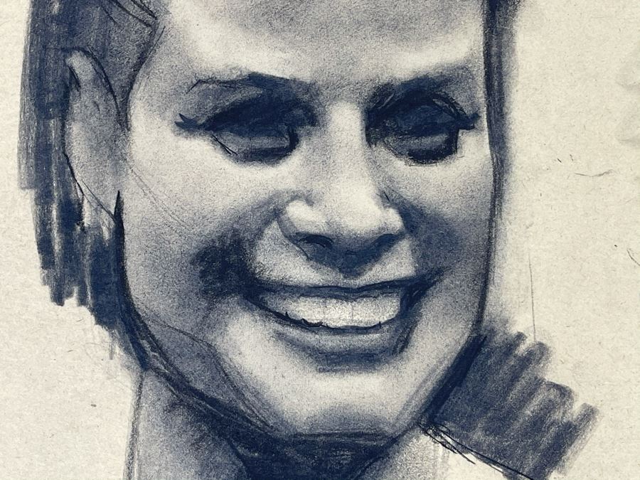 Unsigned Original Charcoal Drawing Portrait 18 X 12 By Former Art Director Of General Dynamics [Photo 5]