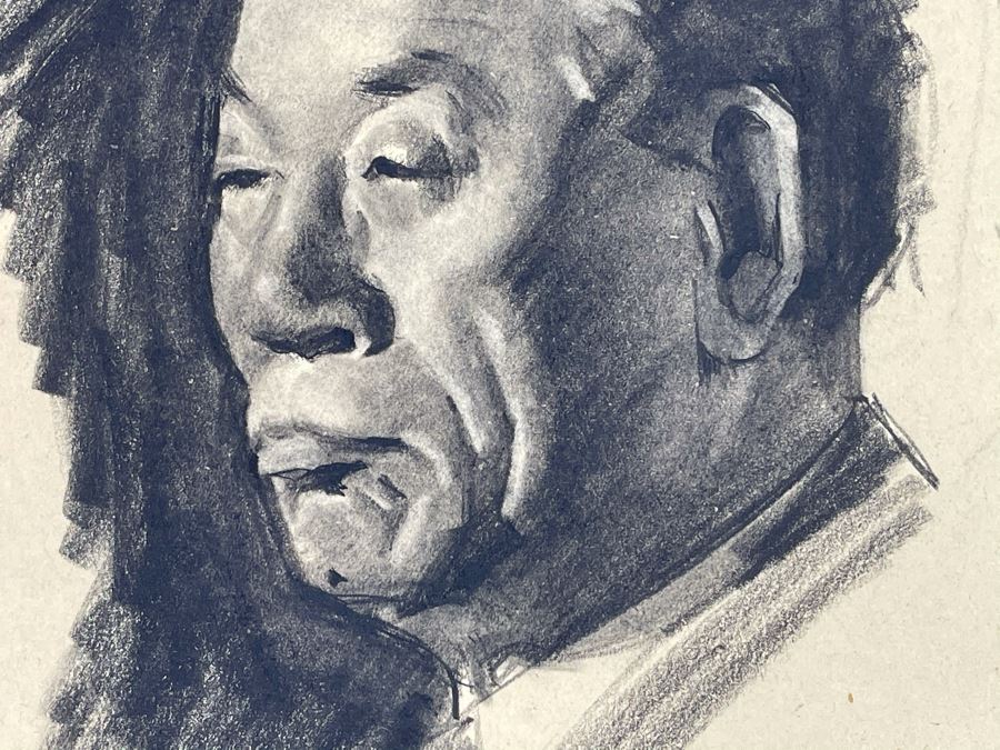 Unsigned Original Charcoal Drawing Portrait 12 X 18 By Former Art Director Of General Dynamics [Photo 6]