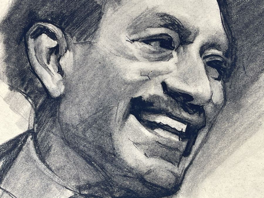 Unsigned Original Charcoal Drawing Portrait 18 X 12 By Former Art Director Of General Dynamics [Photo 5]