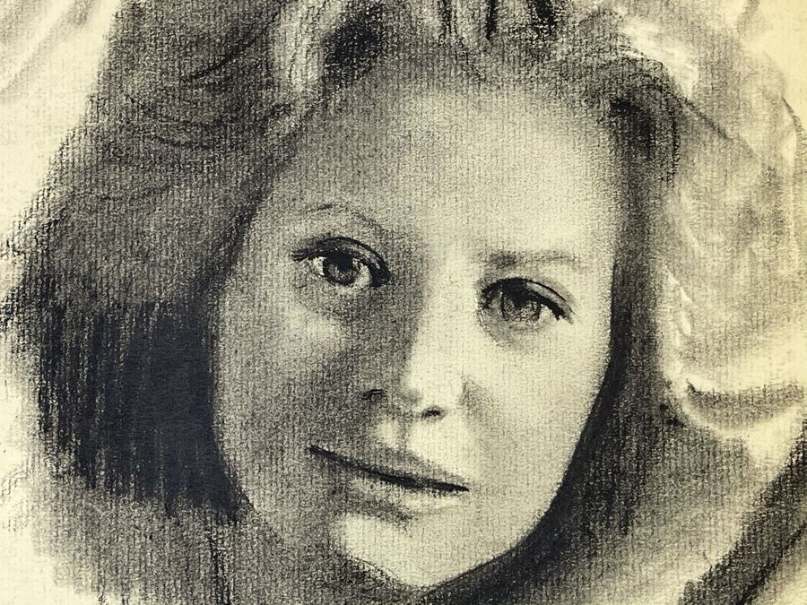 Unsigned Original Charcoal Drawing Portrait Of Barbara Walters 17 X 11 By Former Art Director Of General Dynamics [Photo 5]