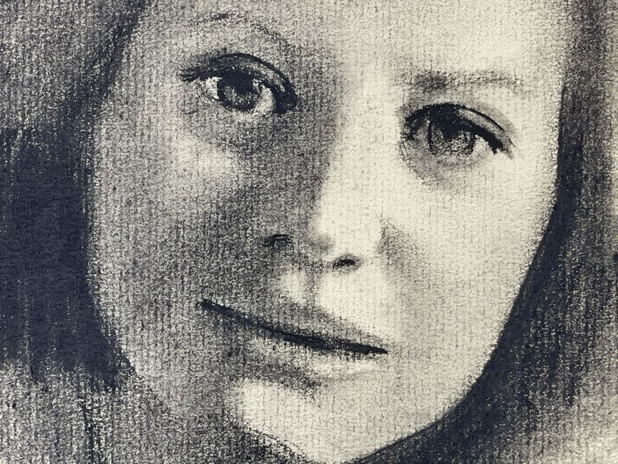 Unsigned Original Charcoal Drawing Portrait Of Barbara Walters 17 X 11 By Former Art Director Of General Dynamics [Photo 4]