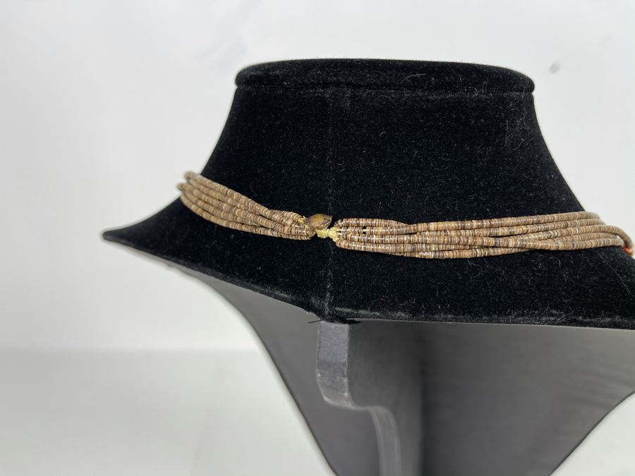 Five Strand Native American Red Coral And Turquoise Beaded Necklace 30'L [Photo 10]