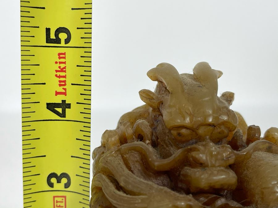 Large Chinese Carved Stone Dragon Seal 2.75W X 2.75D X 4.75H [Photo 22]