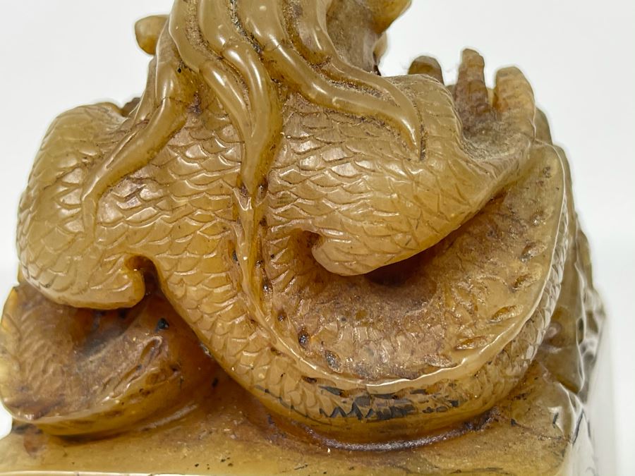 Large Chinese Carved Stone Dragon Seal 2.75W X 2.75D X 4.75H [Photo 15]