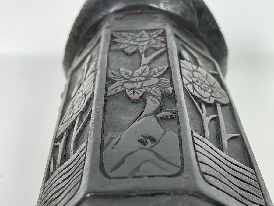 Signed Vintage Relief Carved Wooden Buddha Shrine Altar Travel Portable Tri-Fold Hinged 8.5W X 9.5H [Photo 25]