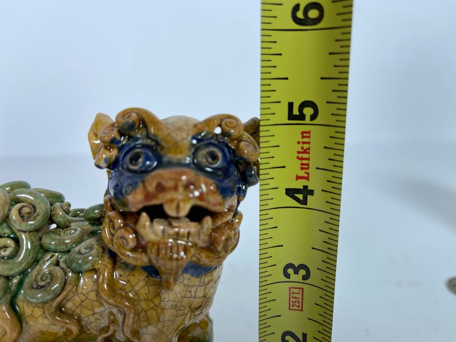 Pair Of Vintage Glazed Foo Dogs 5H [Photo 8]