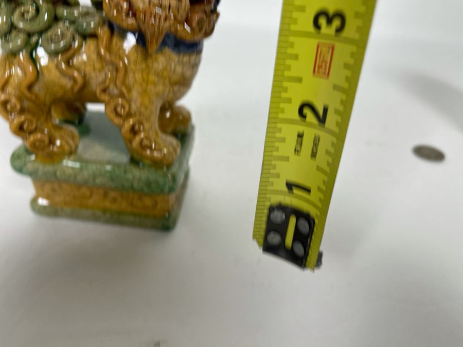 Pair Of Vintage Glazed Foo Dogs 5H [Photo 9]