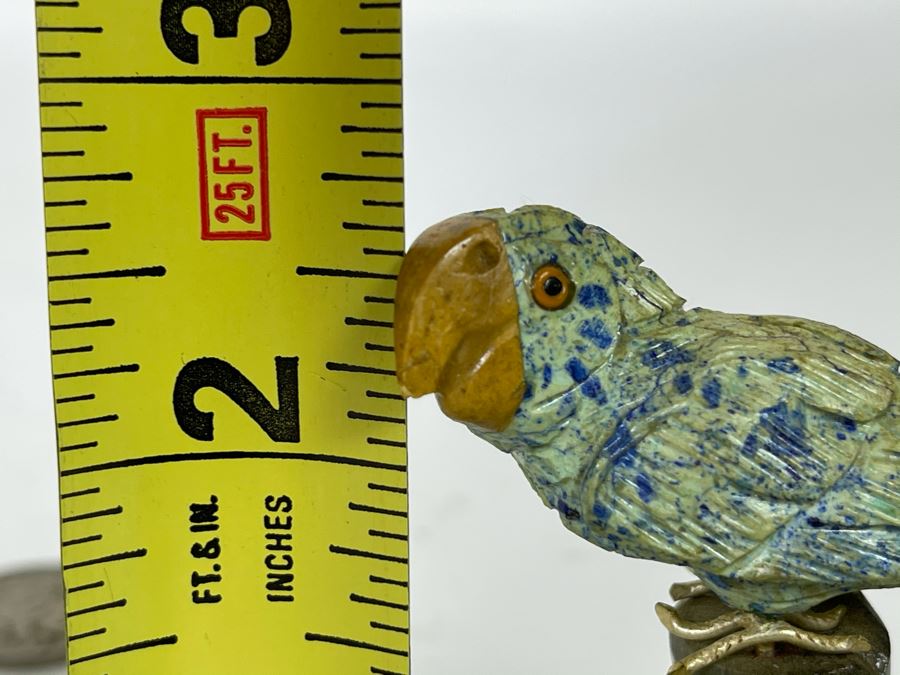 Carved Semi-Precious Stone Parrot Bird Sculpture 2.75H [Photo 8]