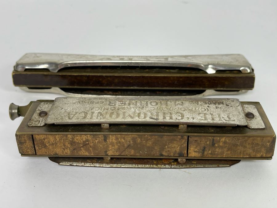 Pair Of Vintage M. Hohner Harmonicas Echo And The Chromonica [Photo 9]