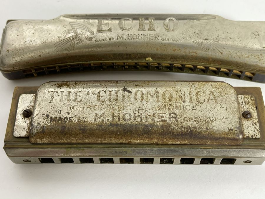 Pair Of Vintage M. Hohner Harmonicas Echo And The Chromonica [Photo 4]