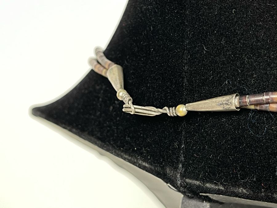 Vintage Native American Turquoise Nugget And Shell Heishi Bead Necklace 24'L [Photo 4]