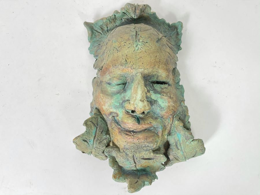 Original Signed Clay Face Mask Sculpture Signed Enovelo 7W X 10H [Photo 2]