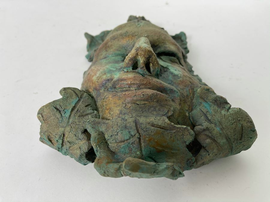 Original Signed Clay Face Mask Sculpture Signed Enovelo 7W X 10H [Photo 5]