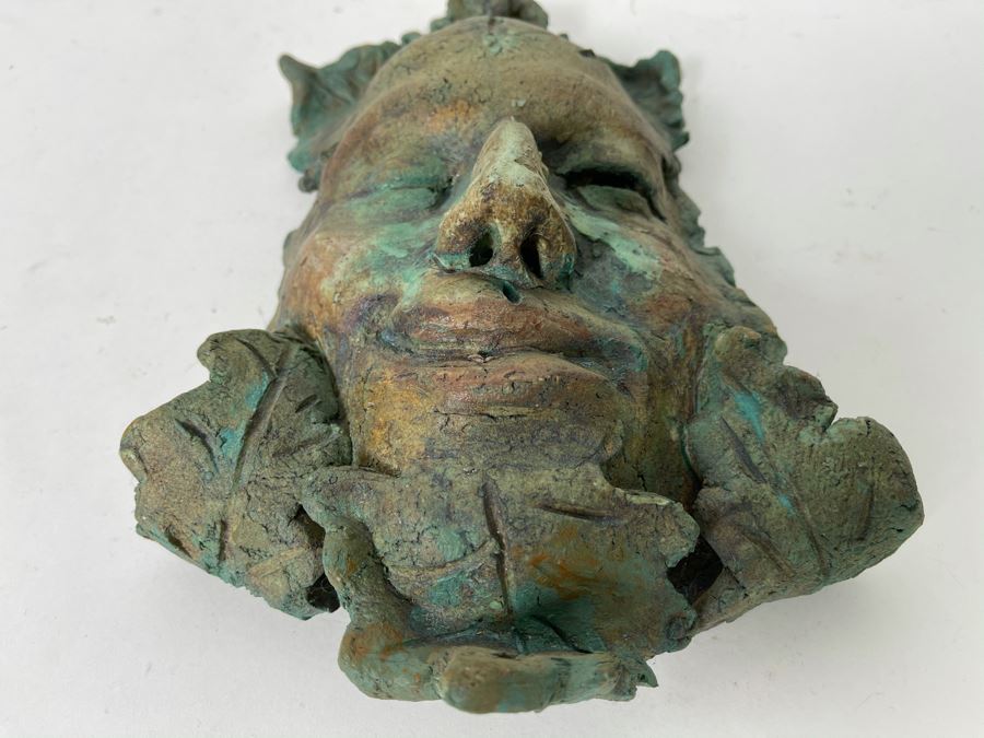 Original Signed Clay Face Mask Sculpture Signed Enovelo 7W X 10H [Photo 4]