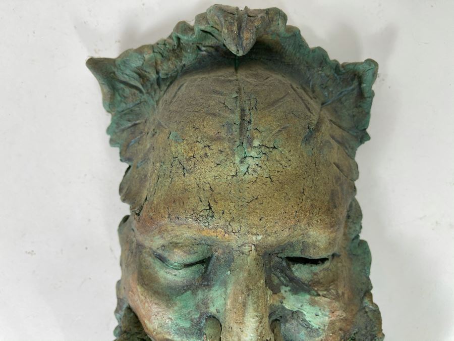 Original Signed Clay Face Mask Sculpture Signed Enovelo 7W X 10H [Photo 7]