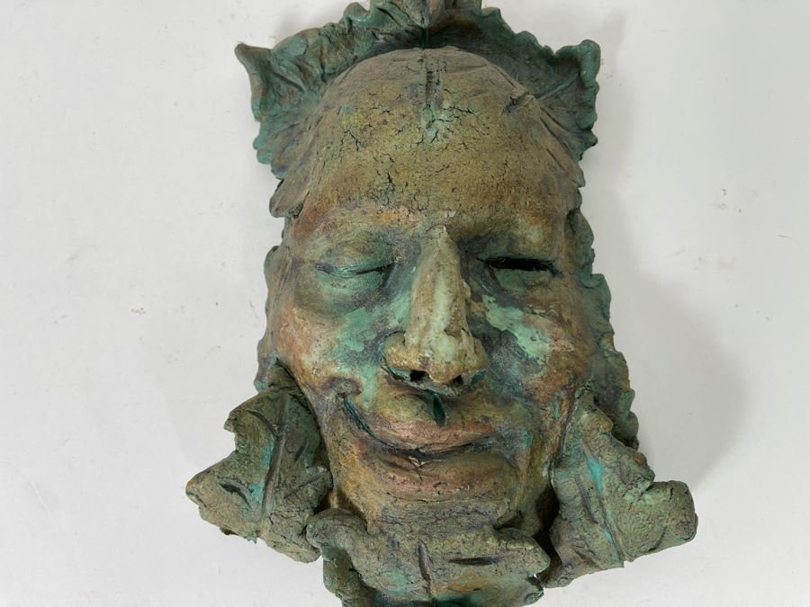 Original Signed Clay Face Mask Sculpture Signed Enovelo 7W X 10H [Photo 8]