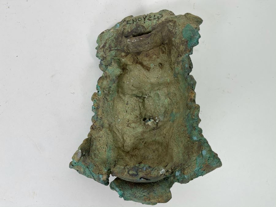 Original Signed Clay Face Mask Sculpture Signed Enovelo 7W X 10H [Photo 9]