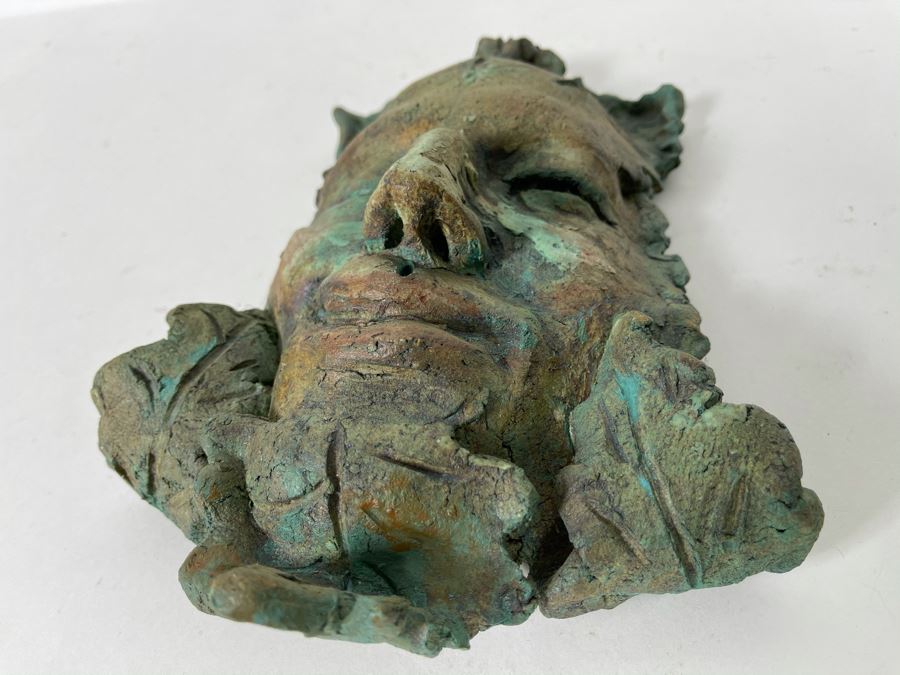 Original Signed Clay Face Mask Sculpture Signed Enovelo 7W X 10H [Photo 6]
