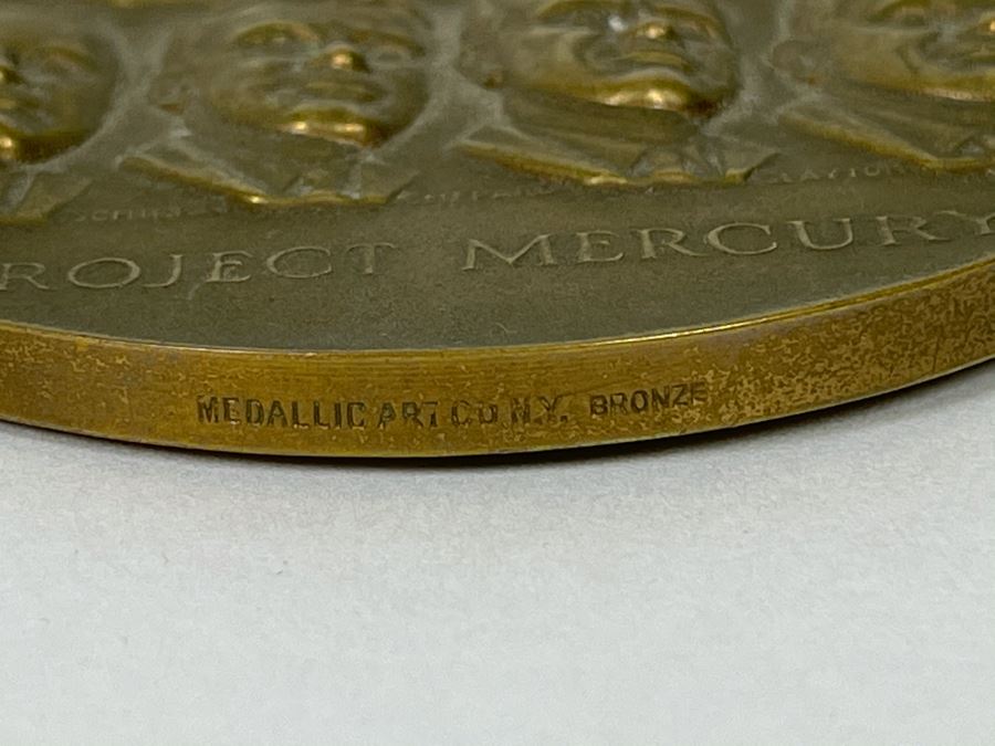Bronze Medallion For Project Mercury Commemorating Free Man's First Adventure Beyond The Atmosphere 1958-1963 Designed By Client Art Who Was Director Of General Dynamics 3'R Medallic Art Co NY [Photo 4]