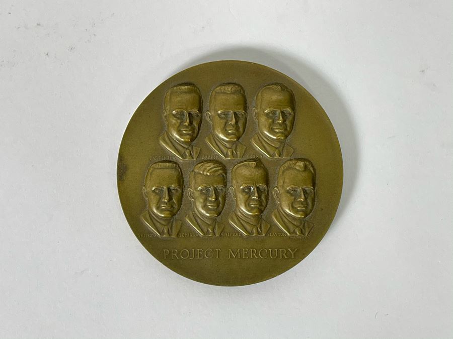 Bronze Medallion For Project Mercury Commemorating Free Man's First Adventure Beyond The Atmosphere 1958-1963 Designed By Client Art Who Was Director Of General Dynamics 3'R Medallic Art Co NY [Photo 2]