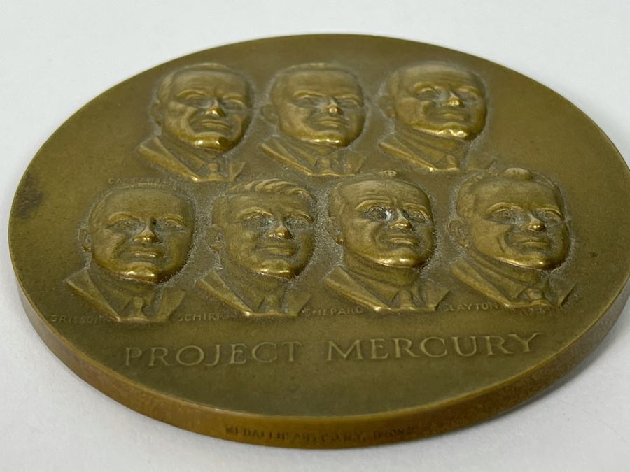 Bronze Medallion For Project Mercury Commemorating Free Man's First Adventure Beyond The Atmosphere 1958-1963 Designed By Client Art Who Was Director Of General Dynamics 3'R Medallic Art Co NY [Photo 6]