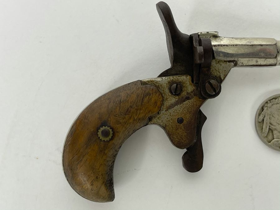 Vintage Miniature Starter Pistol Handcrafted Of Steel And Wood 4.5W X 2.5H [Photo 2]