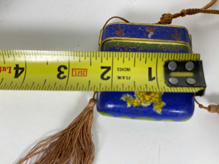 Vintage Chinese Cloisonne Enamel Opium Box Pendant Necklace Dragon Design 2.25W X 2.25H [Photo 12]