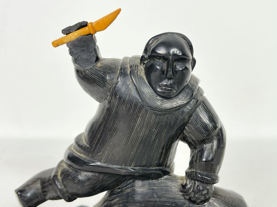 Vintage Haida Argillite Black Stone Carving Sculpture - From Island Off The Coast Of British Columbia Canada 5W X 5H [Photo 5]