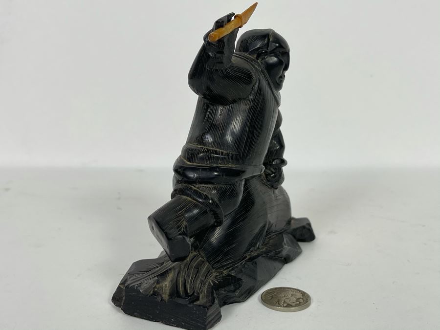 Vintage Haida Argillite Black Stone Carving Sculpture - From Island Off ...