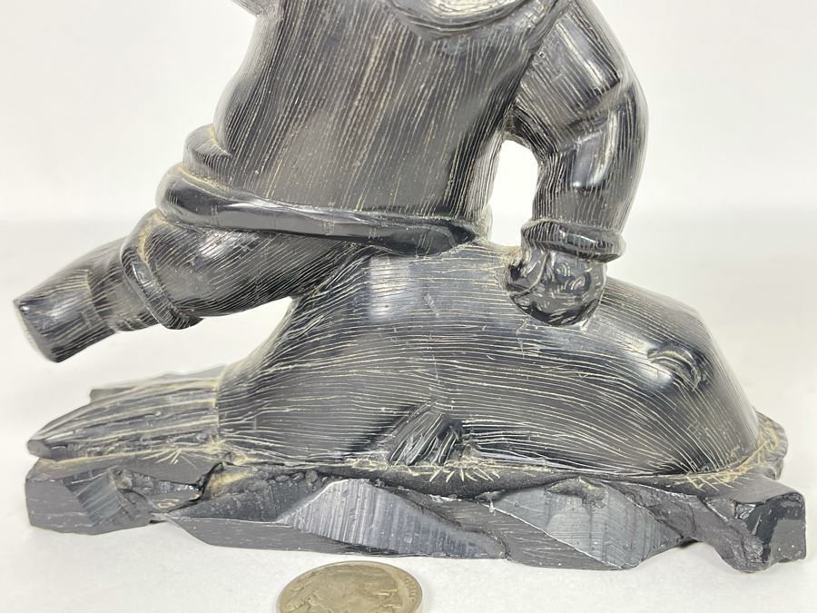 Vintage Haida Argillite Black Stone Carving Sculpture - From Island Off The Coast Of British Columbia Canada 5W X 5H [Photo 6]