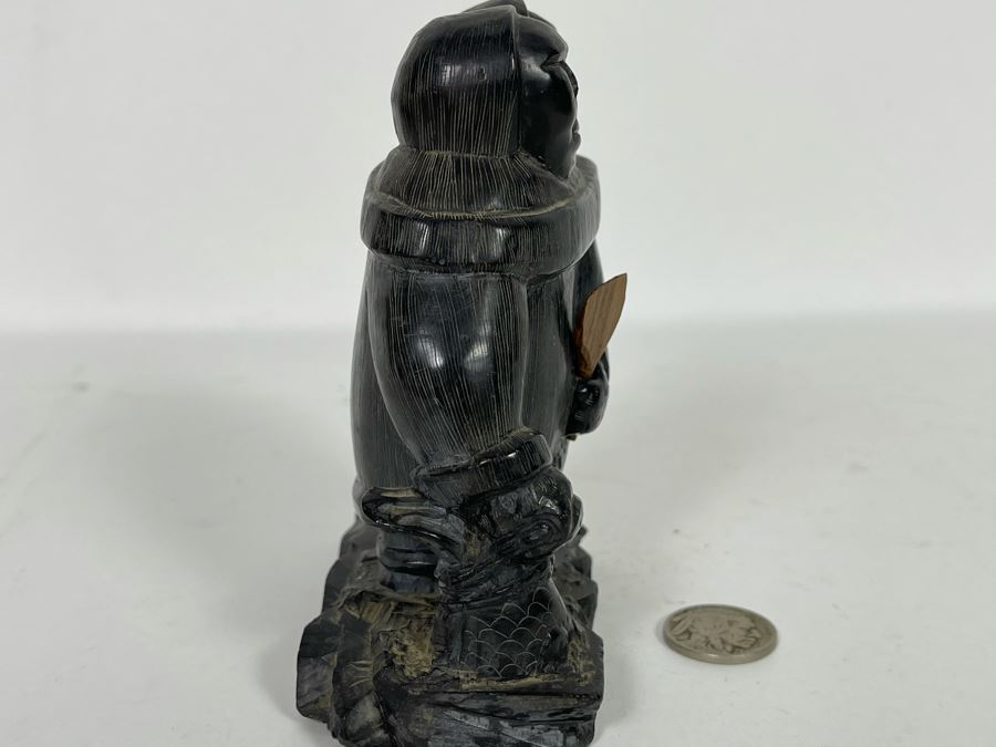 Vintage Haida Argillite Black Stone Carving Sculpture - From Island Off The Coast Of British Columbia Canada 3.5W X 4.5H [Photo 5]
