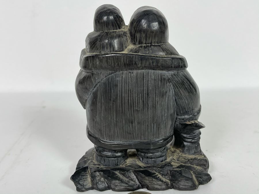 Vintage Haida Argillite Black Stone Carving Sculpture - From Island Off The Coast Of British Columbia Canada 3.5W X 4.5H [Photo 6]