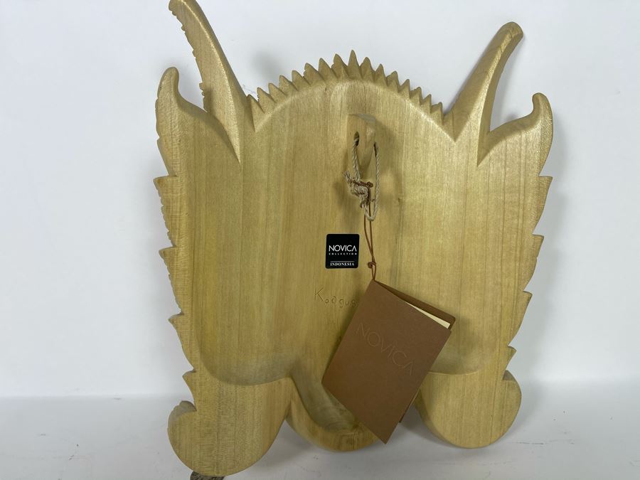 Balinese Mother Earth Crocodile Wooden Carved Mask By Komang Agus Novica Collection Indonesia 10W X 11H [Photo 11]