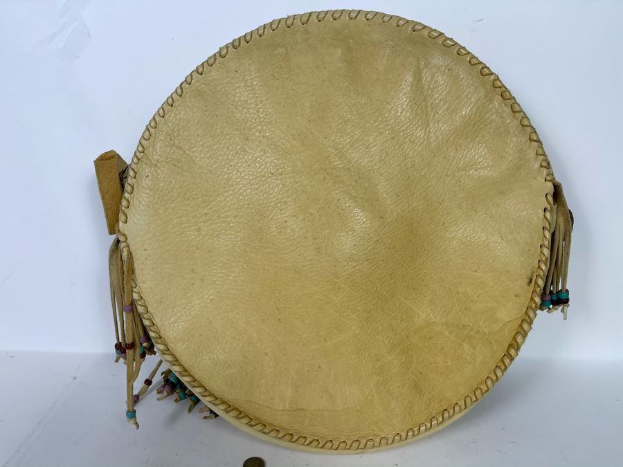 Handmade Leather Native American Tassled Drum Cover With Carrying Strap (No Drum) [Photo 7]