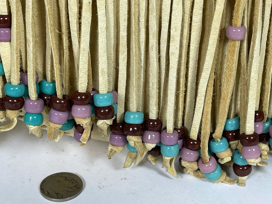 Handmade Leather Native American Tassled Drum Cover With Carrying Strap (No Drum) [Photo 5]