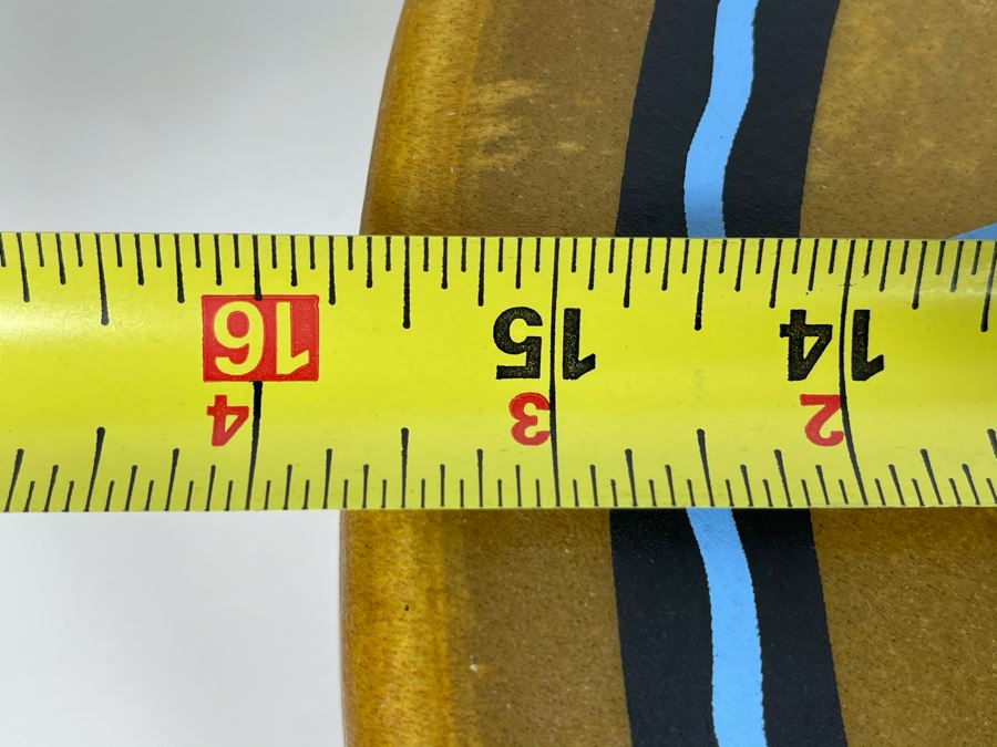 Signed Carl Winters Painted Native American Lakota Artist Medicine Drum With Drum Beater - Drum Signed Throwing Flower 82 16'R [Photo 19]