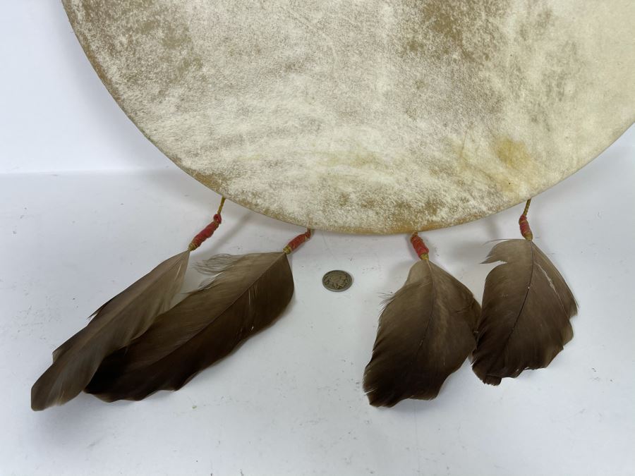 Vintage Hand Crafted Medicine Drum With Drum Beater 16R X 3D [Photo 7]