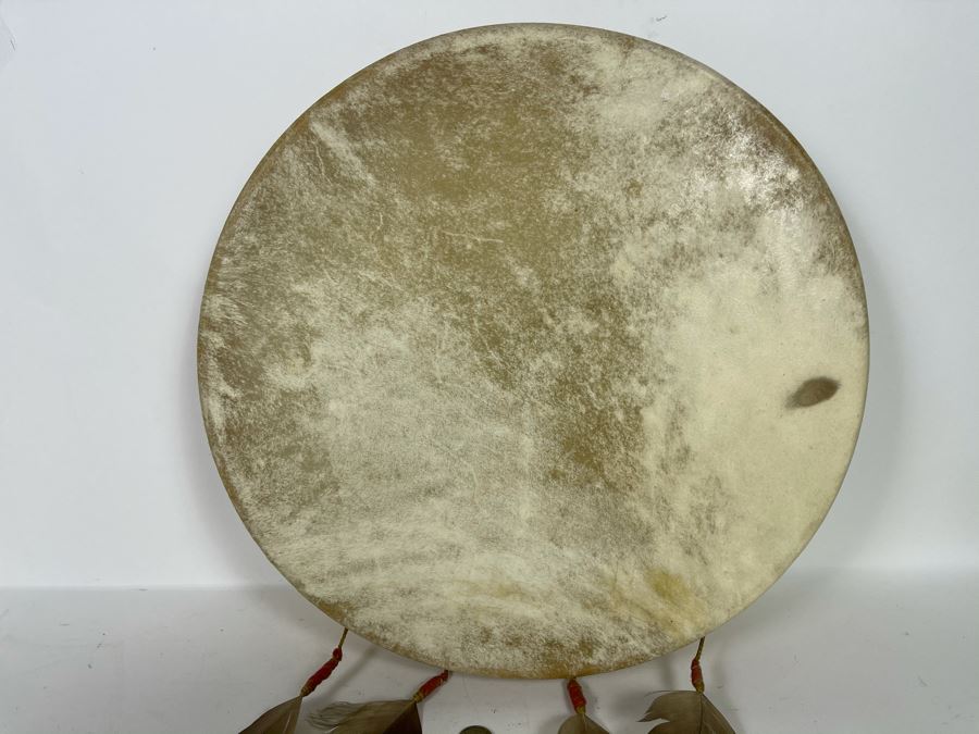 Vintage Hand Crafted Medicine Drum With Drum Beater 16R X 3D [Photo 6]