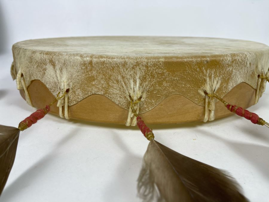 Vintage Hand Crafted Medicine Drum With Drum Beater 16R X 3D [Photo 14]