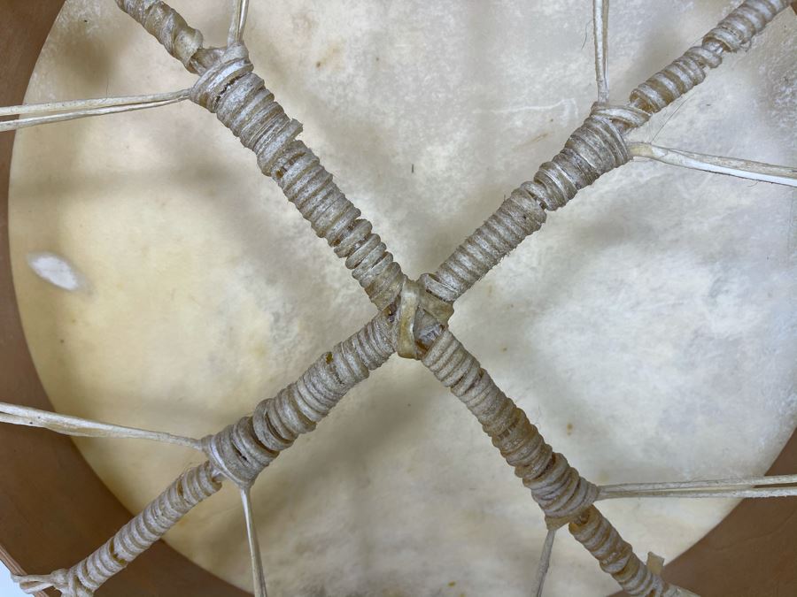 Vintage Hand Crafted Medicine Drum With Drum Beater 16R X 3D [Photo 10]