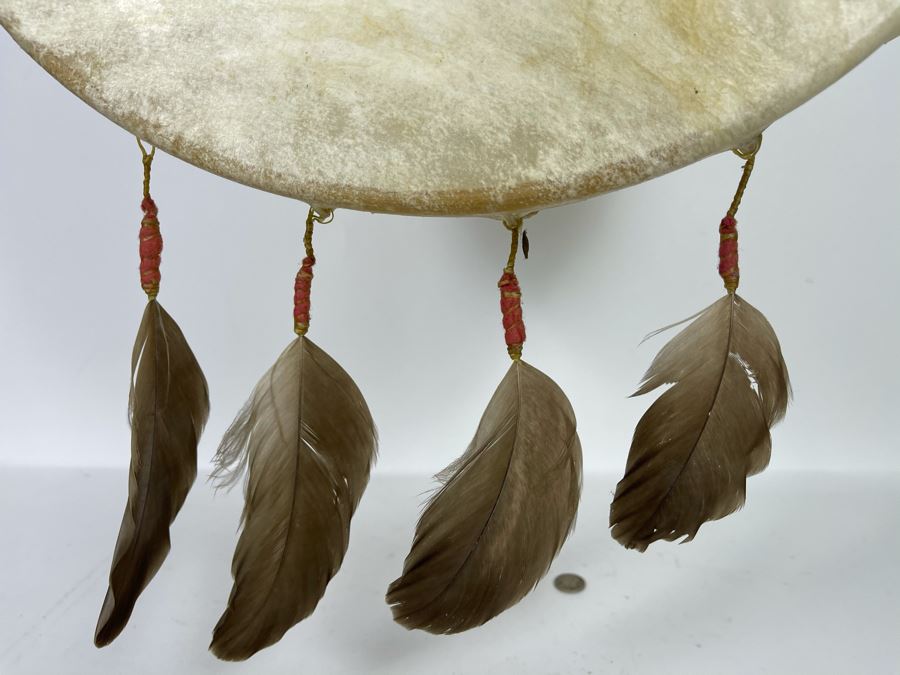 Vintage Hand Crafted Medicine Drum With Drum Beater 16R X 3D [Photo 8]