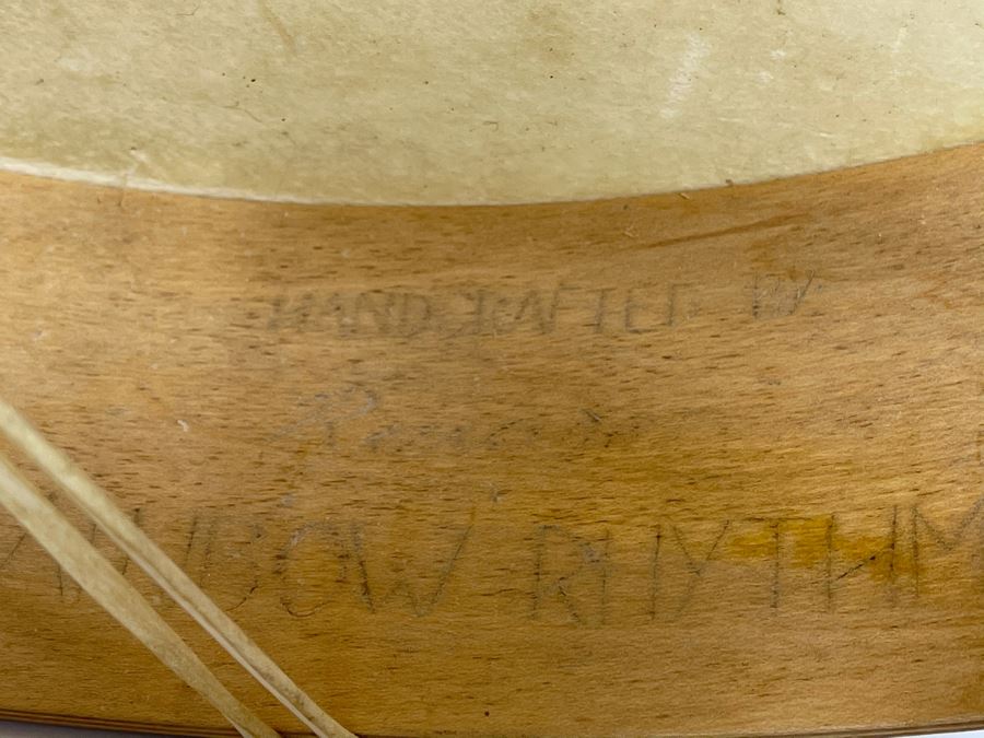 Vintage Hand Crafted Medicine Drum Signed Rainbow Rhythms With Drum Beater 16R X 3D [Photo 9]