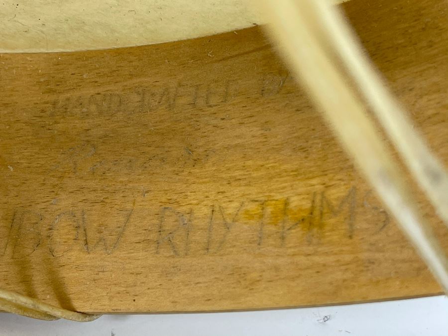 Vintage Hand Crafted Medicine Drum Signed Rainbow Rhythms With Drum Beater 16R X 3D [Photo 11]