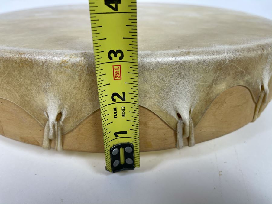 Vintage Hand Crafted Medicine Drum Signed Rainbow Rhythms With Drum Beater 16R X 3D [Photo 15]