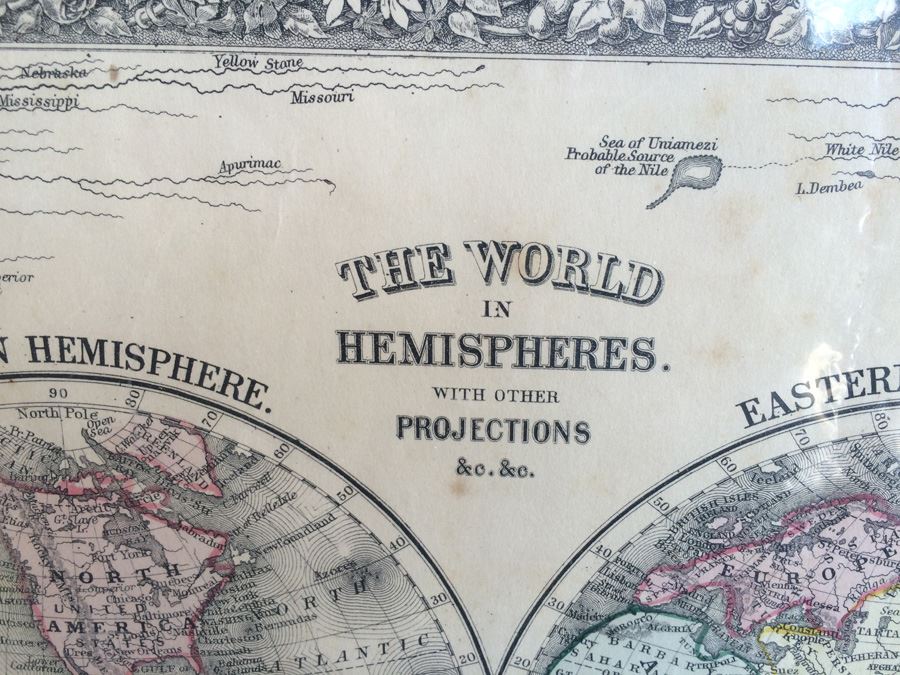 Vintage Map of The World in Hemispheres [Photo 2]